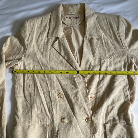Free People "Olivia" Double Breasted Linen Blend Pebble/Sand Blazer - Picture 15 of 17